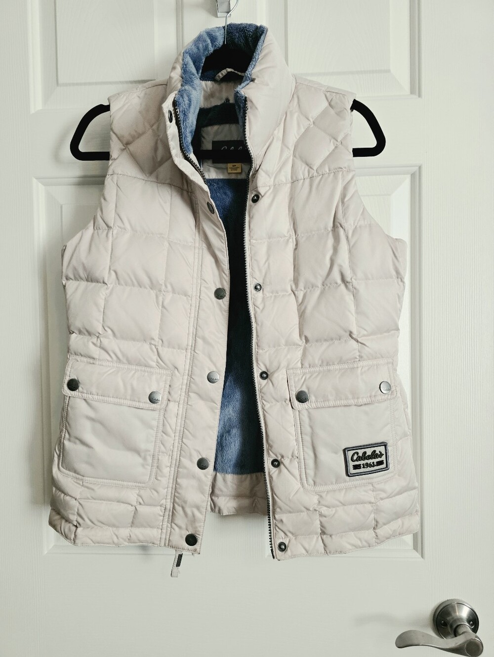 Cabela's Cream Quilted Puffer Vest with Patch Detail
